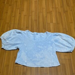 Aerie Light Blue Puff Sleeve Top